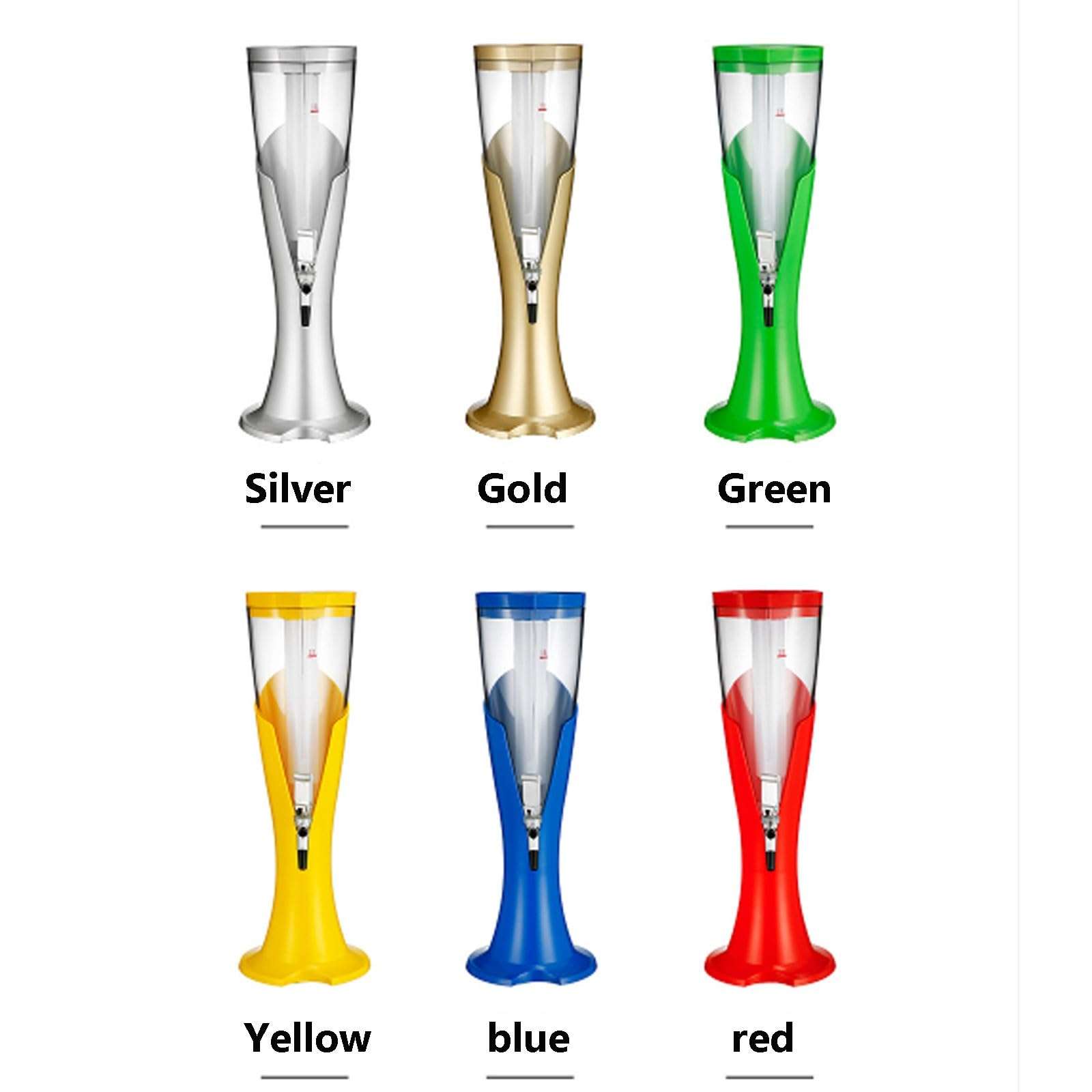 CHENYUEFA Beer Tower, 1.5L/3L Drink Dispenser, Tabletop Beer Tower,Stainless Steel & PE Beverage Dispenser for Party Home Bar Use Beverage Dispe(Gold,3L) 6