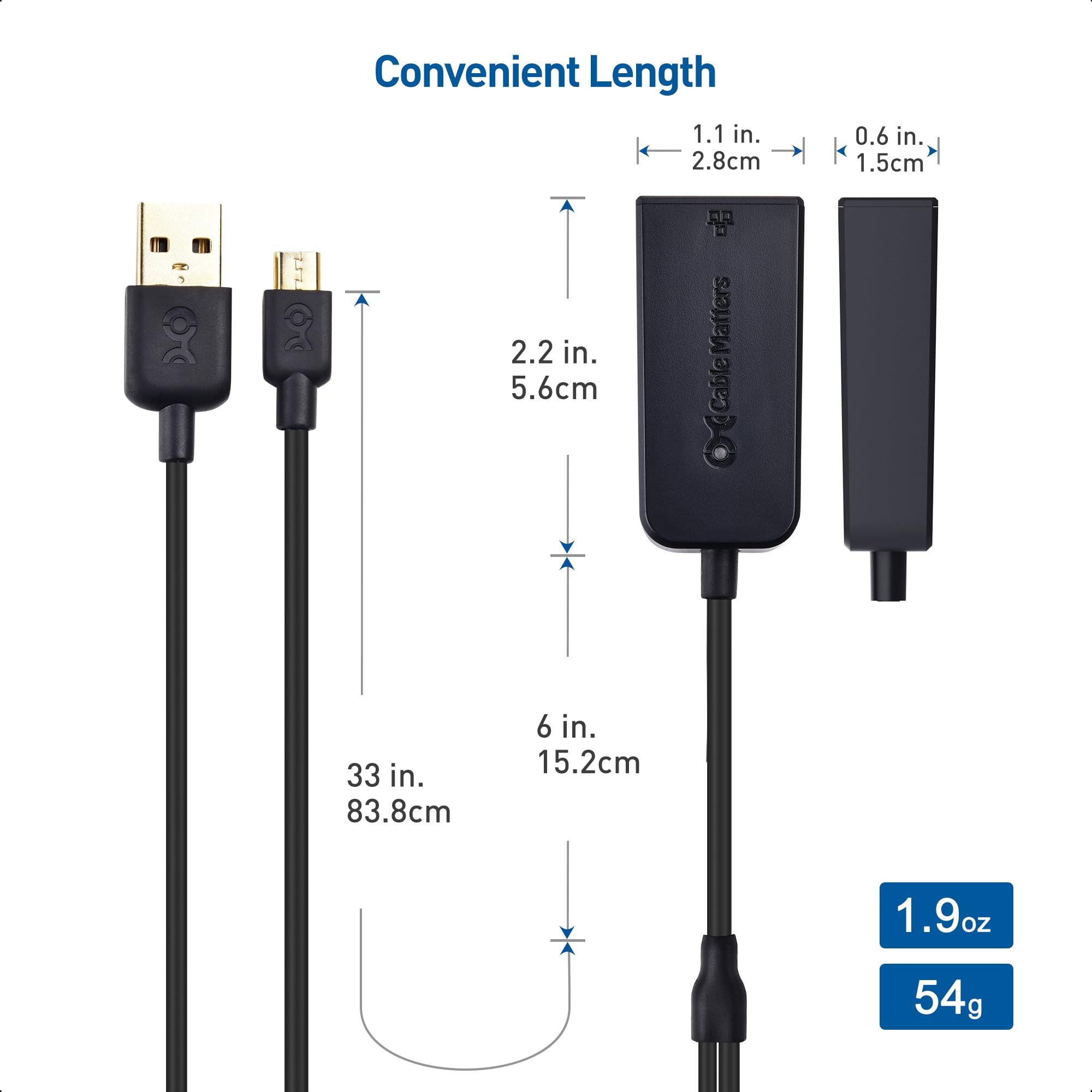 Cable Matters Micro USB to Ethernet Adapter Up to 300+Mbps, Fire Stick Ethernet Adapter, Compatible with Fire TV Stick, Chromecast (Gen 1-3, up to Aug 2020), Google Home Mini - Not for Roku 5