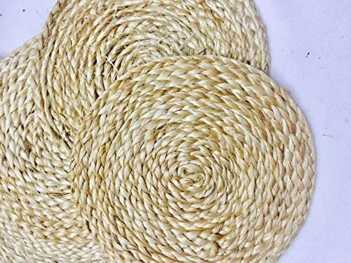Eerafashionicing Coaster Jute Patch Motif Home Decor Hobby Craft Wedding Burlap Hessian Jute Vintage (Set of 4) 3