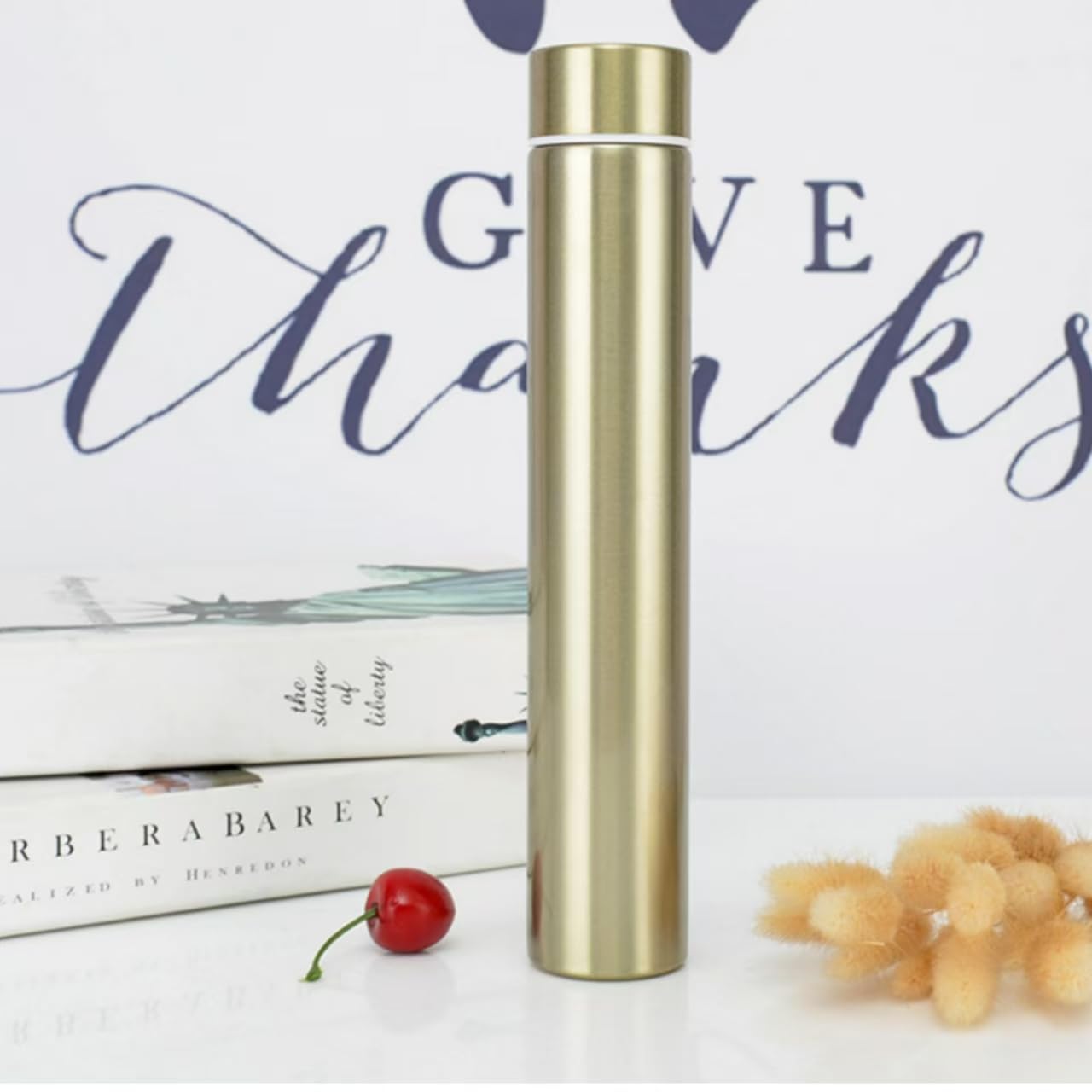 Stainless Steel Insulated,Small Stainless,Sports Water Bottle,Leak Proof Water Flask, Keeps Drink Cold and Hot,BPA Free (Golden) 1