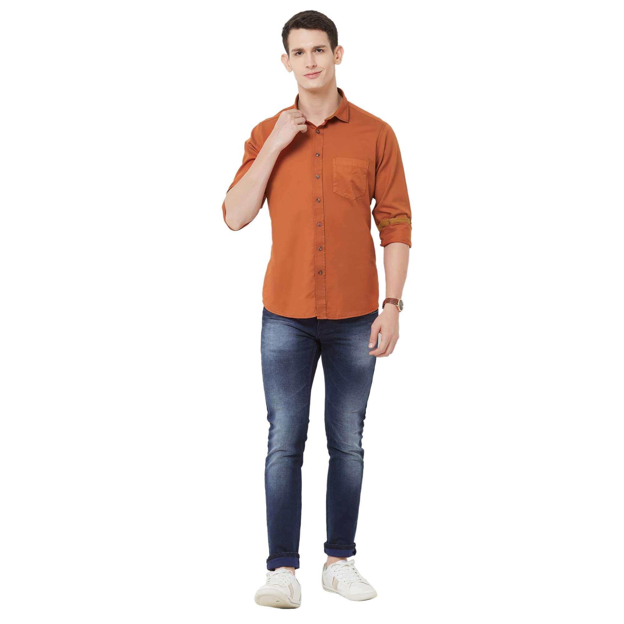 EVOQ Men's Plain Regular fit Casual Shirt (Rustic-Intense_XXL_Rust XX-Large) 6