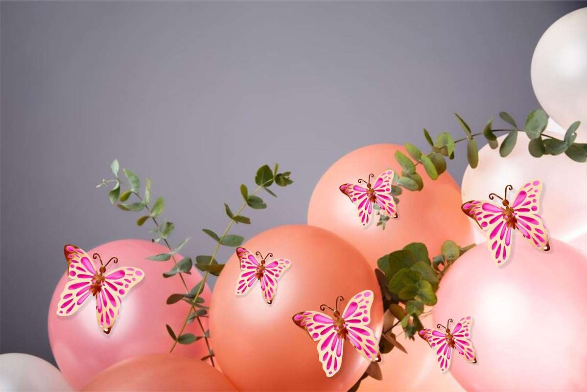 Untumble Butterfly Stickers for Balloon Decoration | Pink & Gold Butterfly 3D Stickers for Wall Decoration | Butterfly Decoration Items | Butterfly Stickers for Birthday Decoration | Pack of 6 5