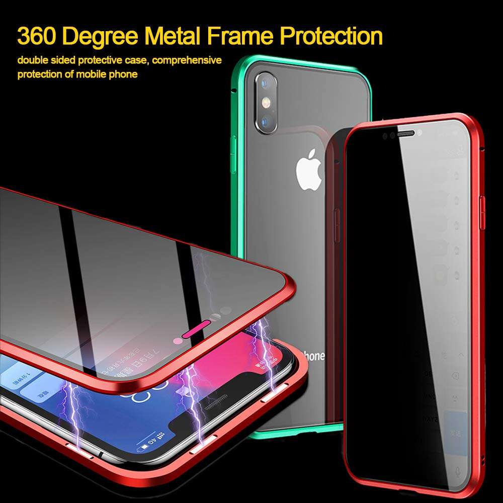 TraCa Magnetic Case for iPhone 11, Anti Peeping Magnetic Privacy Adsorption with Clear Double Sided Tempered Glass 360 Full Protective Compatible with Apple iPhone 11 Silver 4