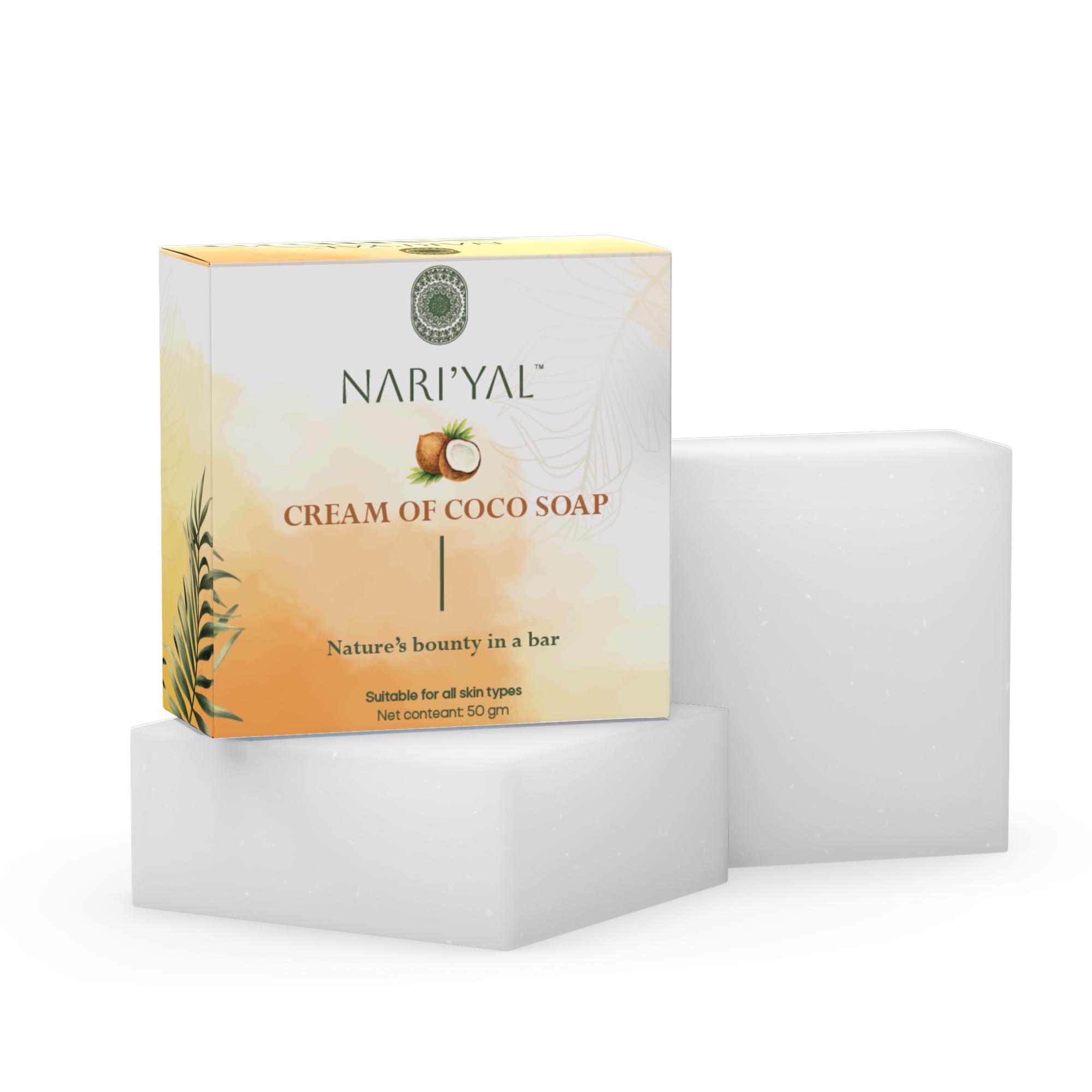 NARI'YAL Natural Coconut Body Soap, Herbal Bathing Soap for Brightening & Glowing Skin, Natural Soap with Essential Oils, Suitable for All Skin Type 1