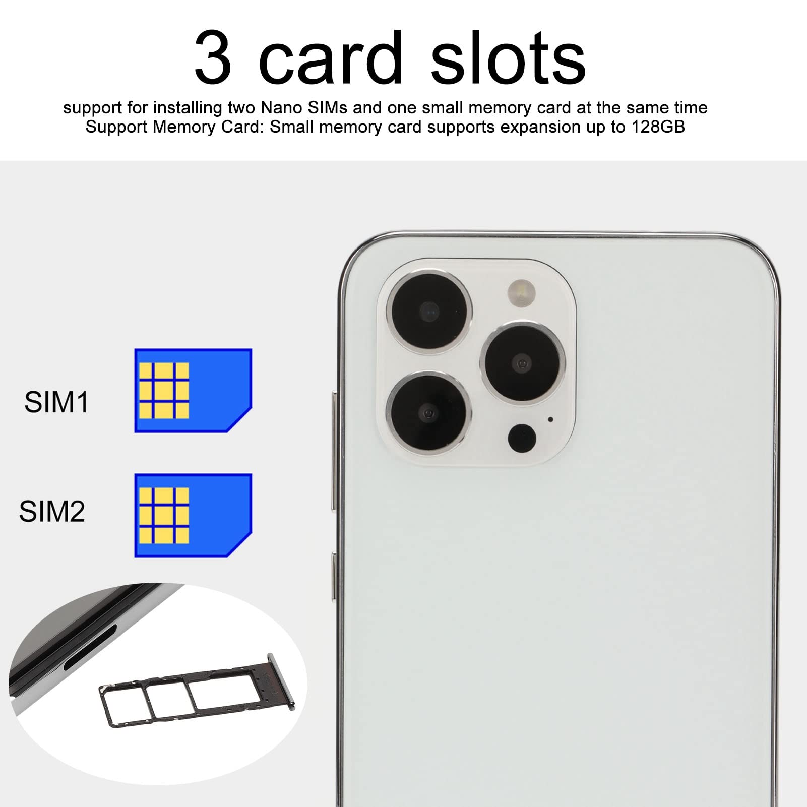 Unlocked Smartphone, MTK6889 Deca Core 16MP Rear 8MP Front Camera White 6.1 4GB RAM 32GB ROM 100-240V (US Plug) 6