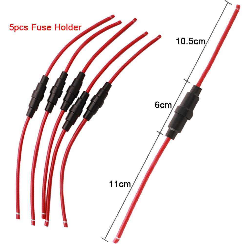 FULARR 125Pcs Professional Car Fast-Blow Glass Tube Fuse Kit: 100Pcs Quick Blow Fuses, 20Pcs Seats, 5Pcs Inline Screw Type Holders, With Transparent Plastic Box 5