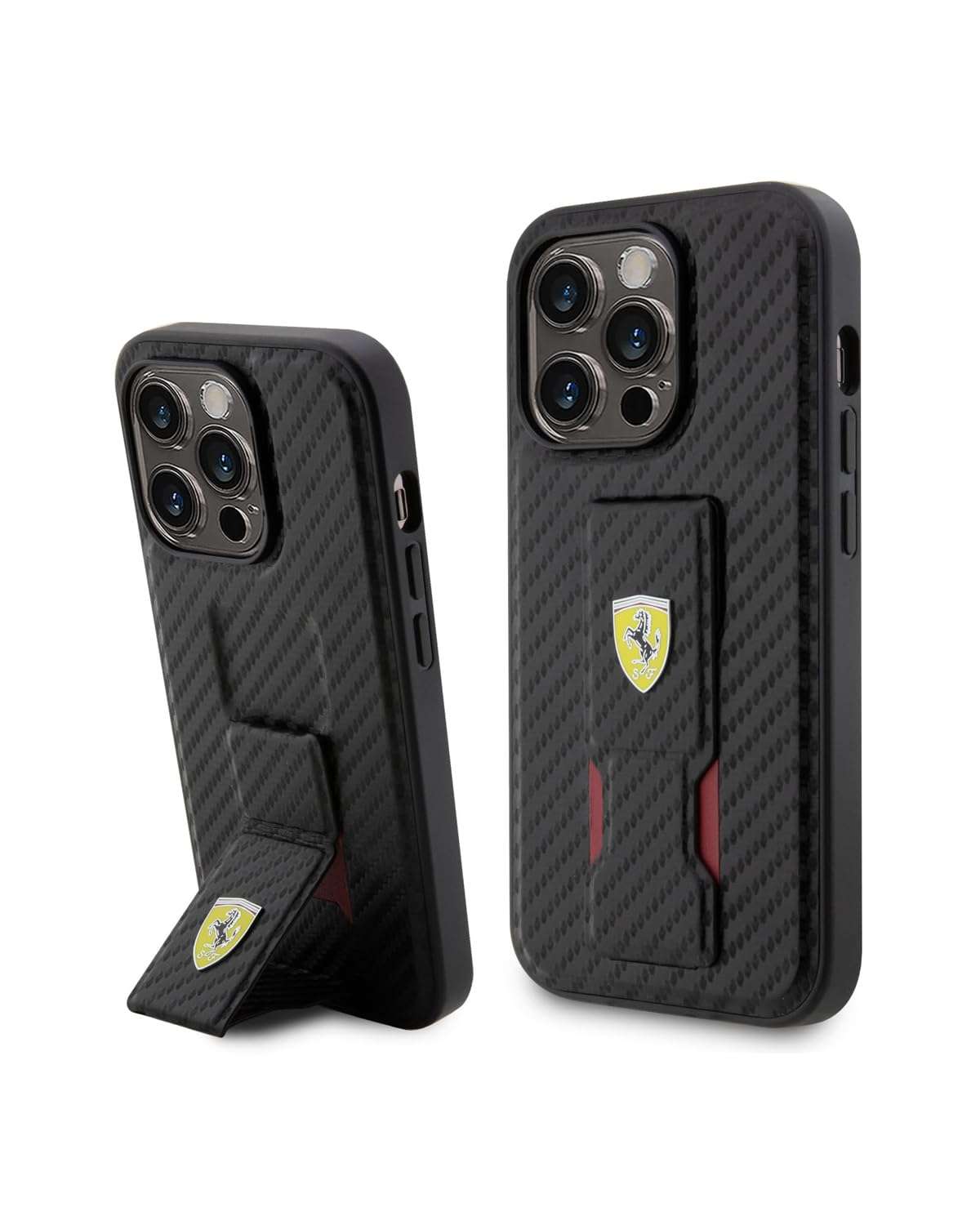 CG MOBILE FERRARI iPhone 15 Pro Case [Official Licensed] Grip Stand Case with Hot Stamp PU | Protective Case/Cover Designed for iPhone 15 Pro (6.1-Inch) 2023 - Black 1