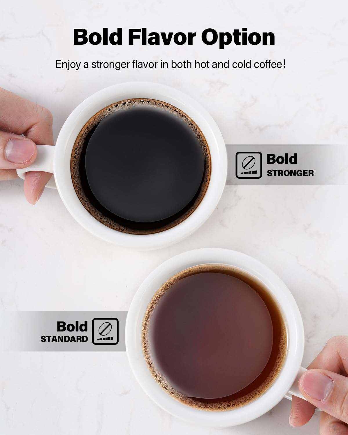 SHARDOR Coffee Maker Hot & Iced With Bold Setting, Single Serve Coffee Maker For K Cup and Grounds, 52oz Removable Water Tank, 6 to14oz Brew Sizes, One Cup Coffee Machine With Reusable Filter, Gray 4