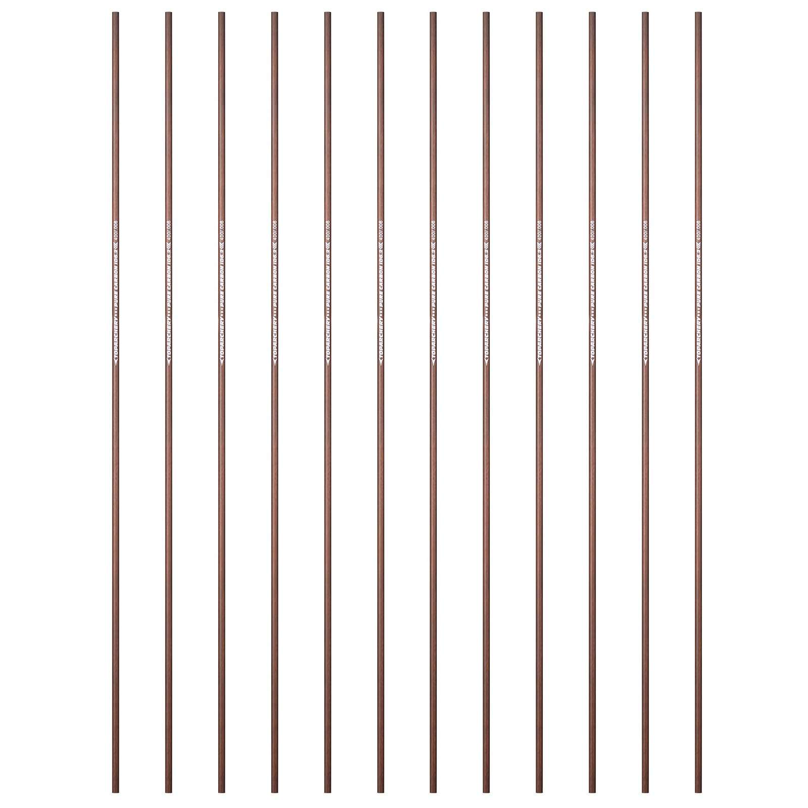 TOPARCHERY 12pcs 31 Inch 6.2 mm Pure Carbon Arrow Shaft Spine 300/350/400/500/600 Carbon Shaft Tube DIY Archery (Brown, 350spine) 1