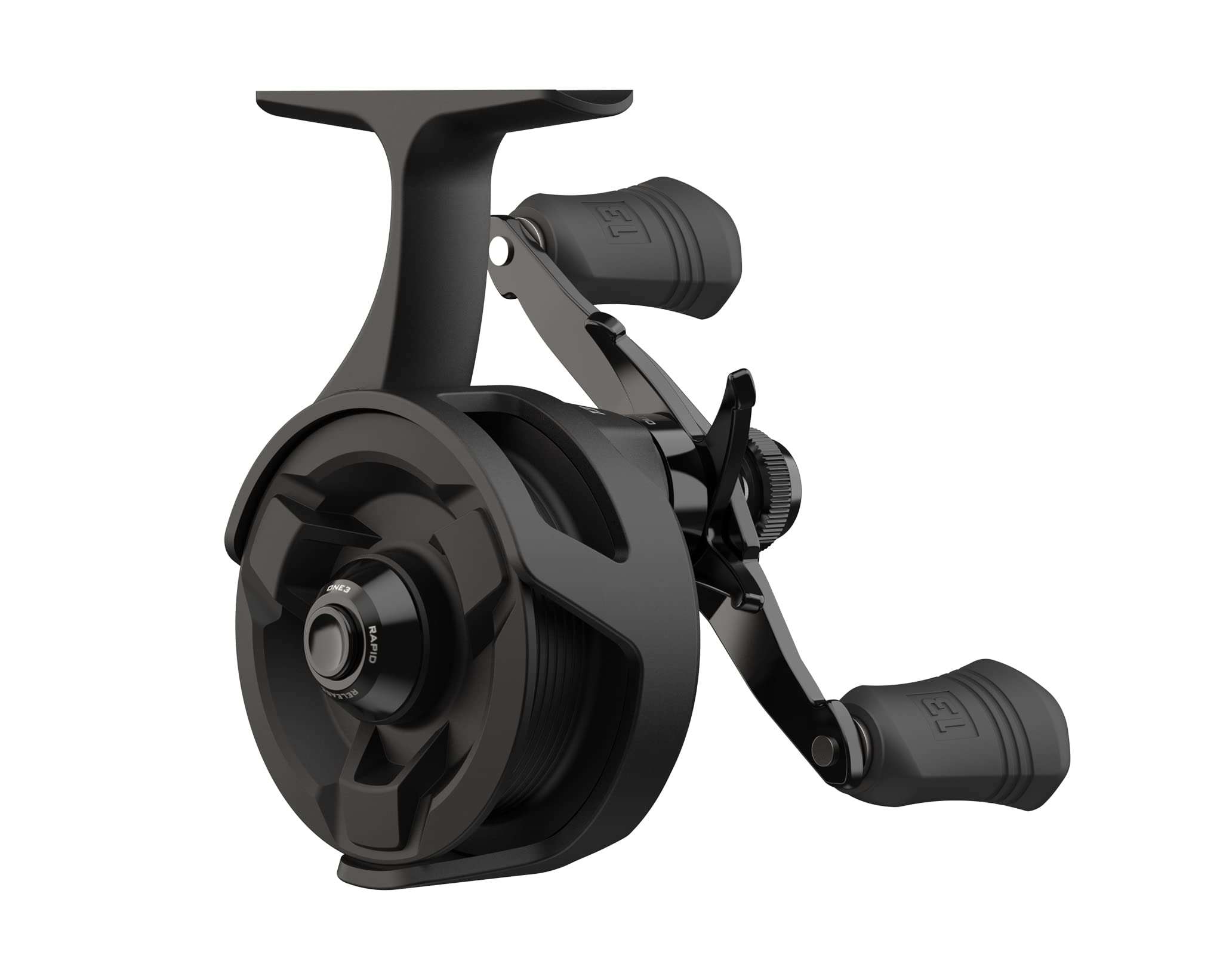 13 FISHING - Descent - Inline Ice Fishing Reel - 2.7:1 Gear Ratio - Left Hand Retrieve (Gen 2) - D2-2.7-LH, Black 1