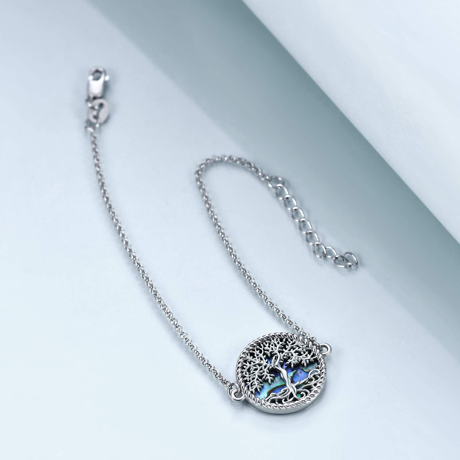 ONEFINITY Tree of Life Jewelry Set Sterling Silver Tree of Life Necklace Abalone Shell Tree of Life Earrings Bracelet for Women Jewelry 5