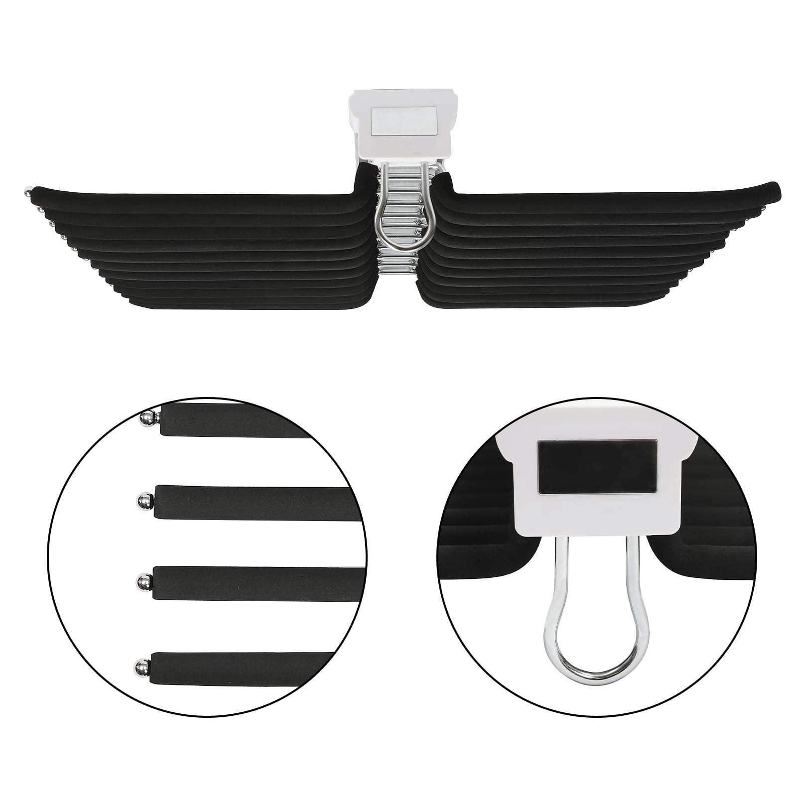 Pull Out Trousers Rack,22 Arms Steel Pull Out Pants Rack,Pants Hanger Bar Clothes Organizers for Closet for Space Saving and Storage Maximum Load 33lbs 23.2 * 18.1 * 3.7inch,Black. 4