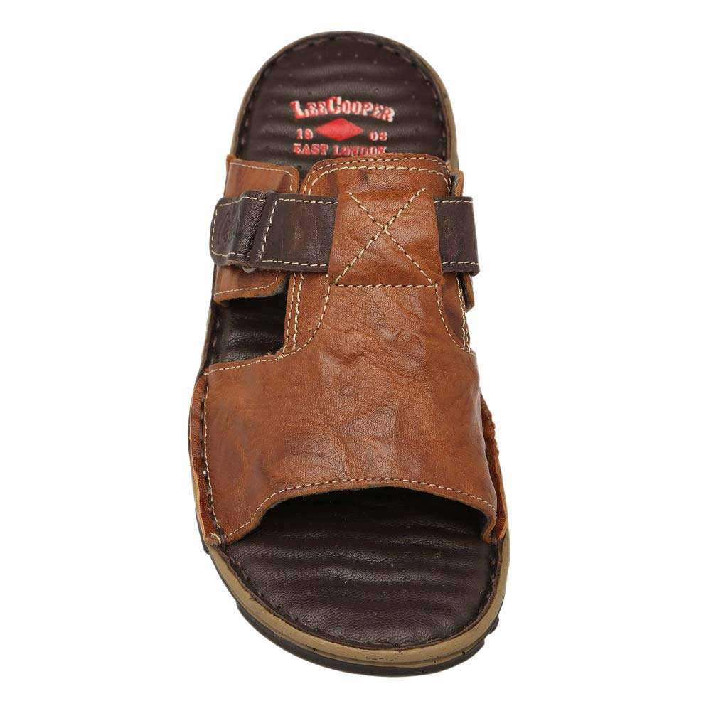 Lee Cooper Men's Tan Leather Flip Flops Thong Sandals - 7 UK/India (41 EU) 4