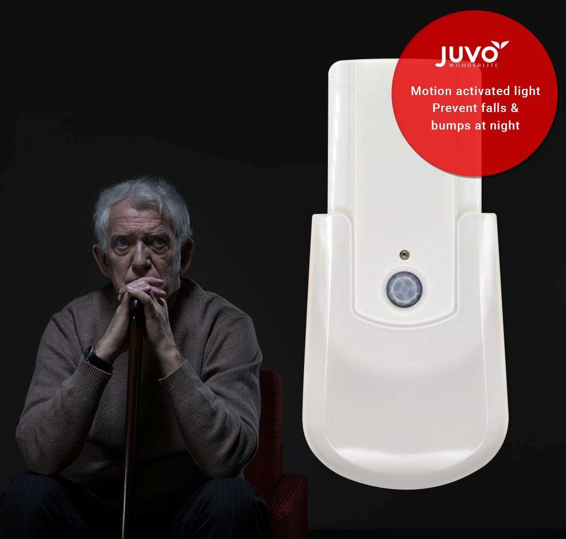 Juvo Wonderlite- Motion sensor activated, battery operated, automatic LED night light from SeniorWorld – help kids & elders avoid accidents in the dark & also save electricity. (Juvo with Torch) 2