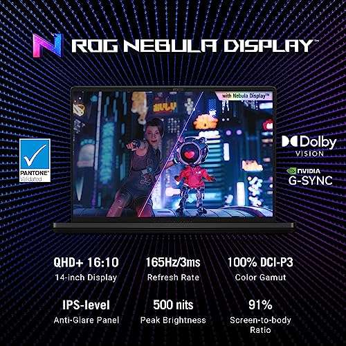 ASUS ROG Zephyrus G14, 76WHr Battery, AMD Ryzen 7 7735HS, 14" QHD+ 165Hz/3ms, 6GB RTX 3050, Gaming Laptop (16GB/512GB SSD/Windows 11/Office 2021/1-Zone RGB/Gray/1.65 Kg), GA402NJ-L8094WS 3