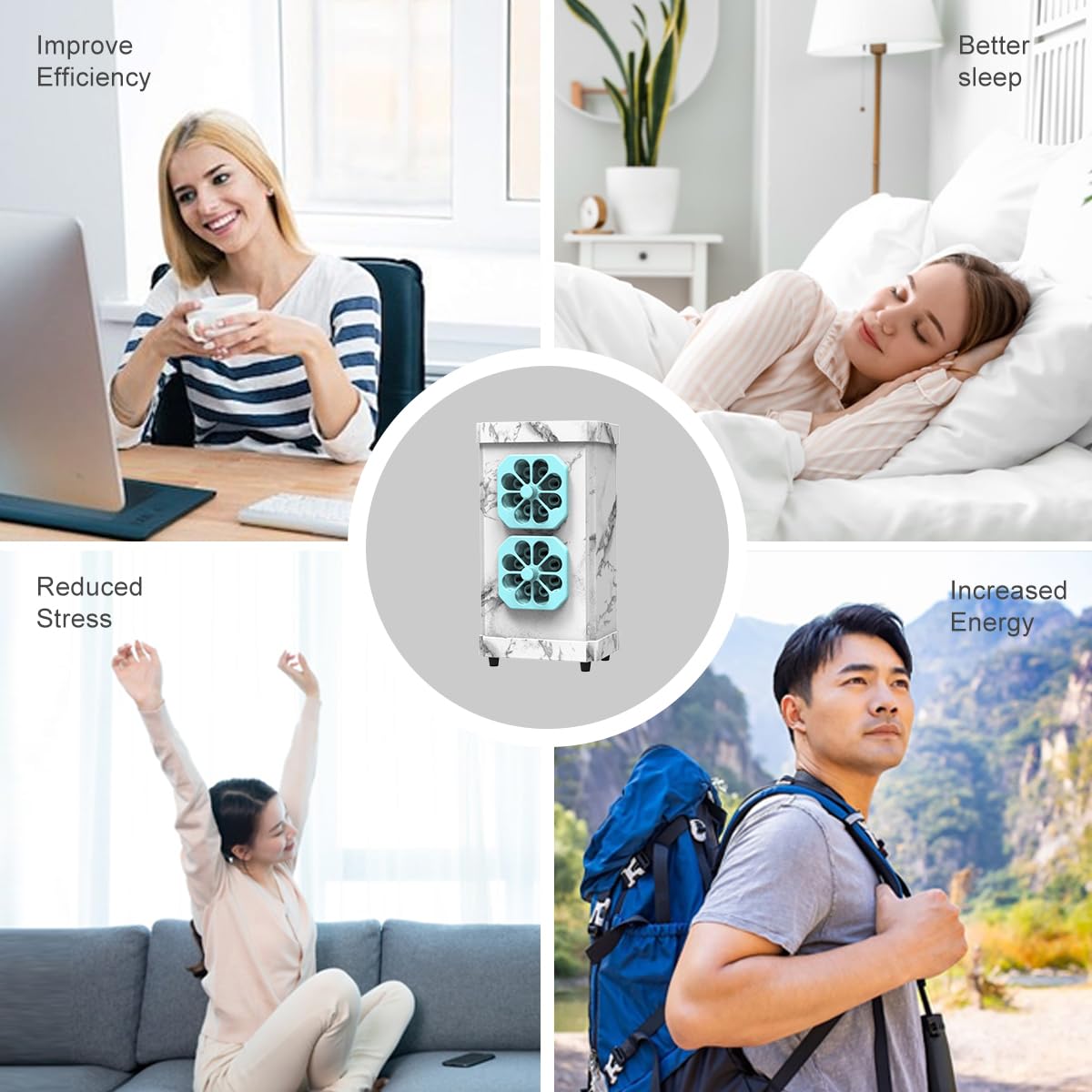 Negative Ion Generator, Portable Air Ionizer for Home, Good Sleep Aid Machine, Air Filter Odor, Smoke Dust, Pets Smell, Desktop Air Freshener for Bedroom, Bathroom, Toilet, office - Quiet&Filterless 6