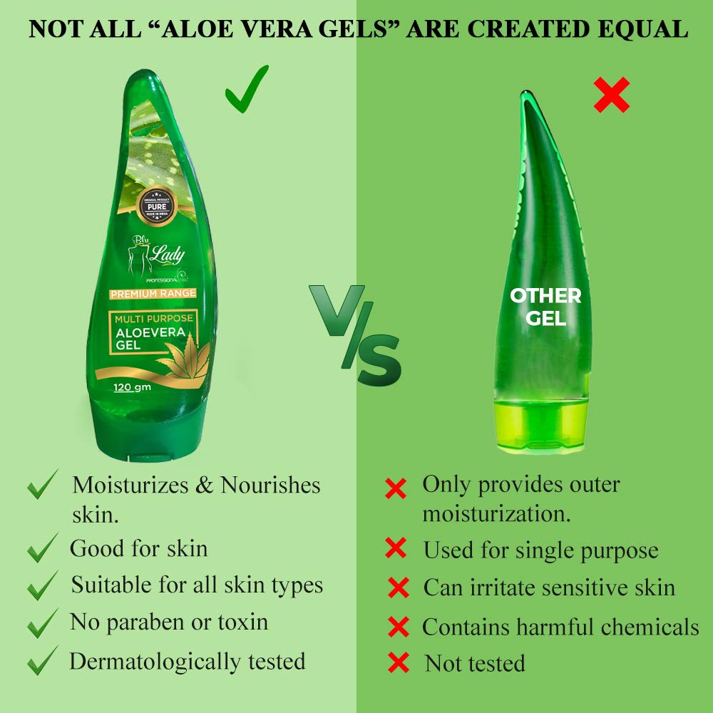 Professional Feel Blue Lady Aloevera Gel, Vitamin C & E Multi Purpose Alovera beauty Gel Beauty Parlour for Instant Skin & Hair All Type Skin Soothing 2