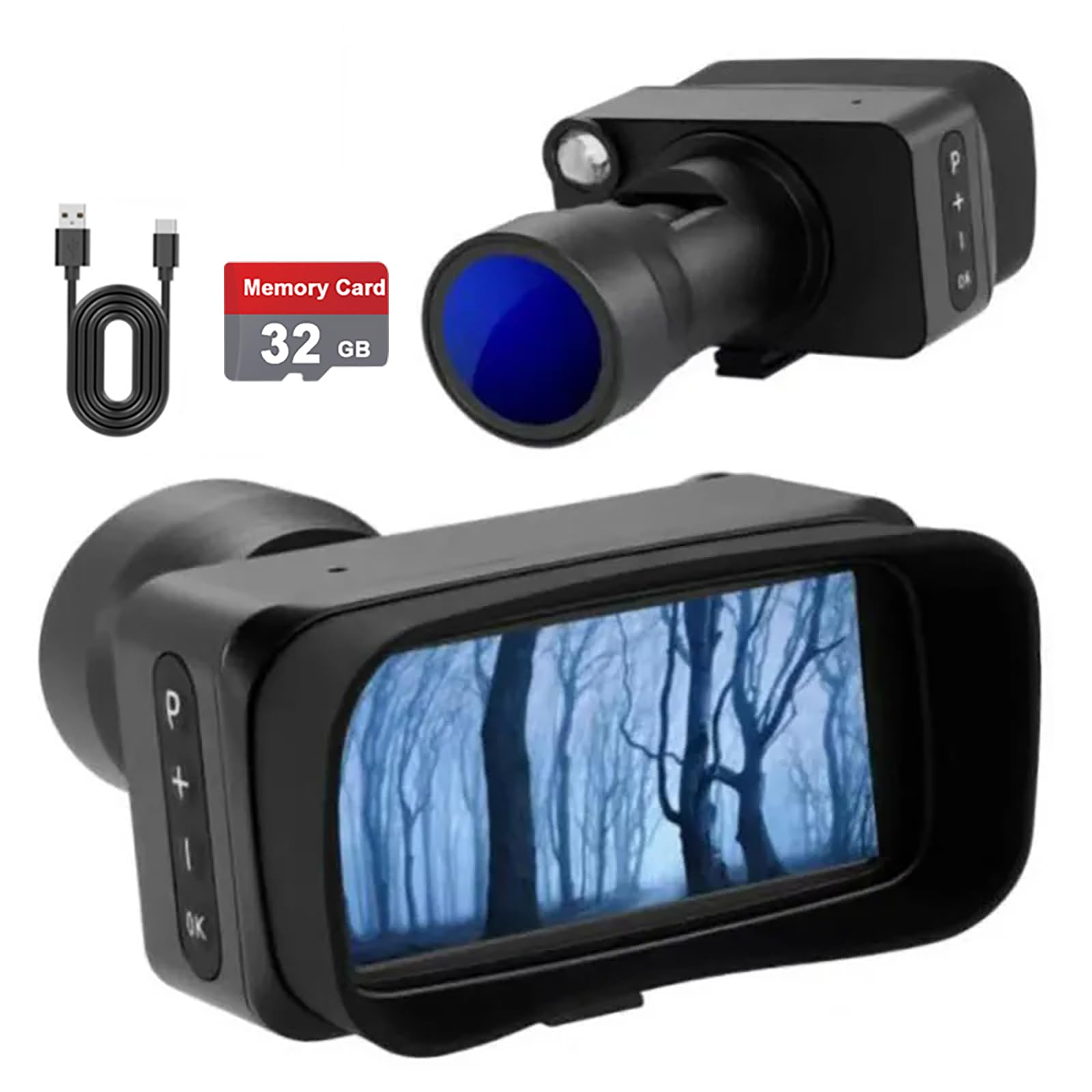 WGFXYBFY 3 Inch Night Vision Goggles for Adults, 1640FT Infrared Night Vision Scope, 5X Digital Zoom Day and Night Use, with 32GB Memory Card and Front Sight, for Camping