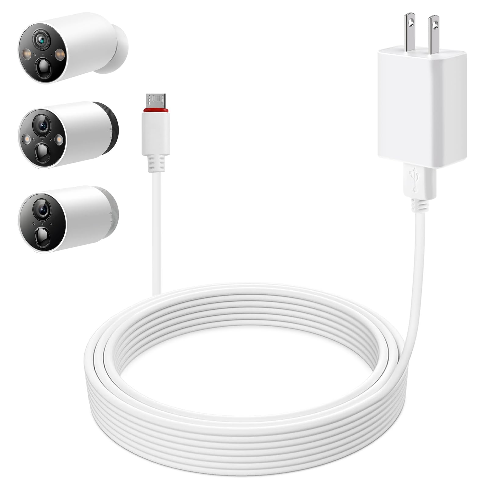 5m/16ft for Tapo C420 Extension Cable,Outdoor Power Adapter for Tapo C425,90 Degree Micro to USB Power Cord,IP65 Waterproof Power Cable for Tapo C400,Wire Long Power Supply Cables Security,White