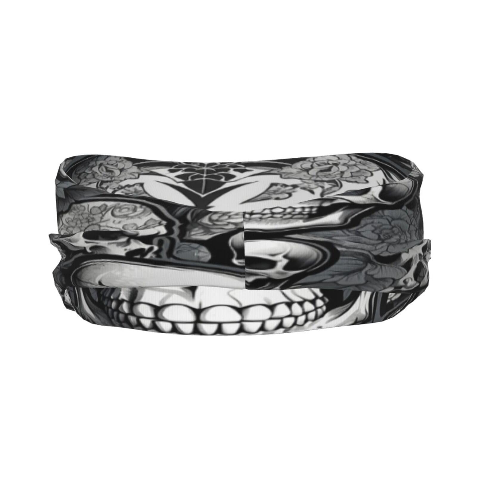 Burstdan Vintage Skull Ghosts Halloween Floral Gothic Sports Fitness Headband, Sweat Resistant Headband, Hair Band, Breathable Sweat Wicking Fitness Equipment Headbands for Women Men, Black 4