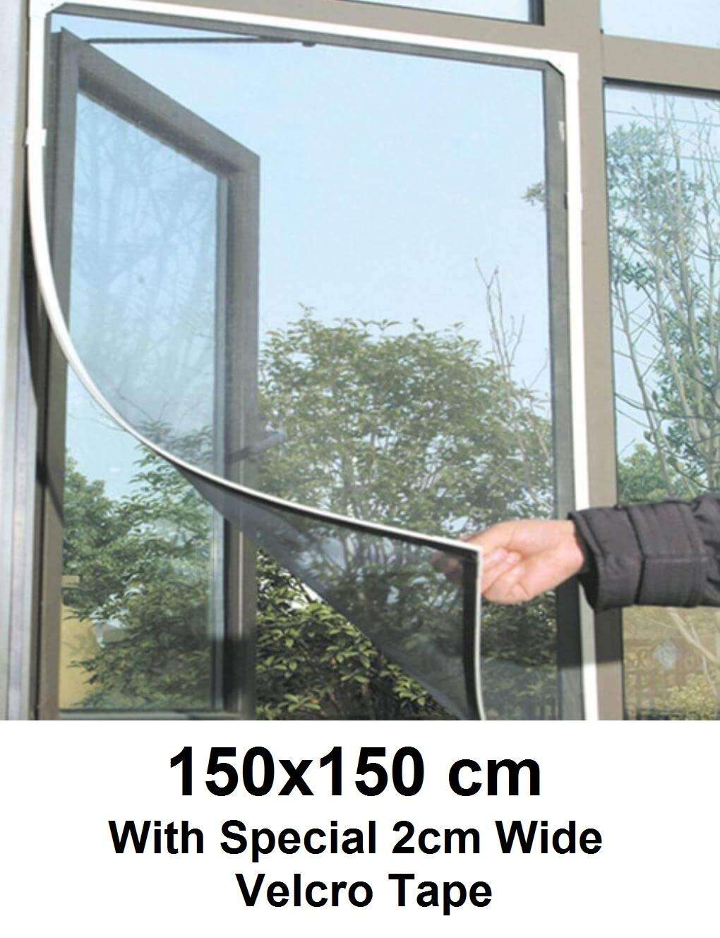 Divayanshi Window Net 5/5ft(150/150cm) 60/60in (Black) Window Net (3 Unit) Insect Repellent Insect Fly Bug Mesh Screen- Velcro Model 3