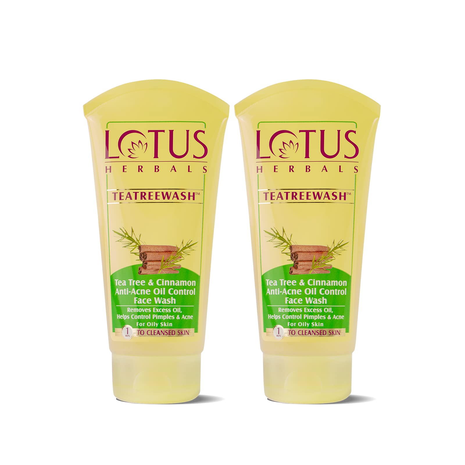 Lotus Herbals Teatreewash Face Wash | with Tea Tree Oil & Cinnamon | Anti Acne | Oil Control | For Oily Skin | 120ml (Pack of 2) 1