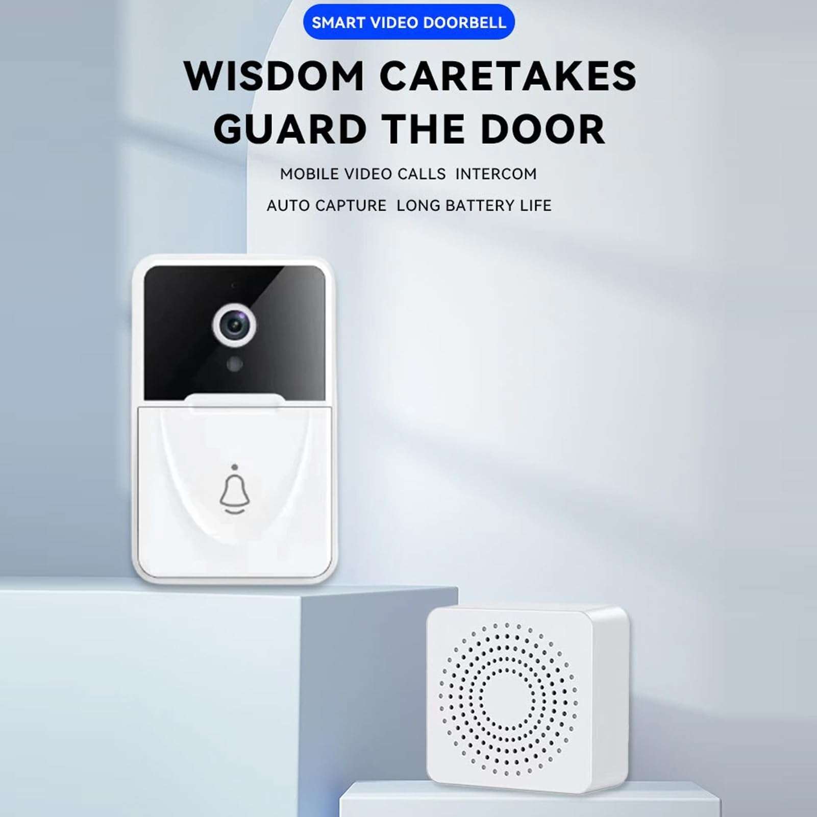 Airshi Doorbell Camera, HD Video Motion Detection Video Doorbell Camera Long Battery Life for Home 4