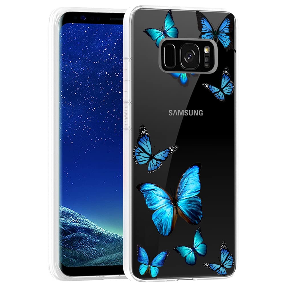 Vavies Case for Galaxy S8, Samsung S8 Case for Girls Women, Slim Shockproof Clear Pattern Soft Flexible TPU Back Phone Protective Cover Cases for Samsung Galaxy S8 (Blue Butterfly) 5