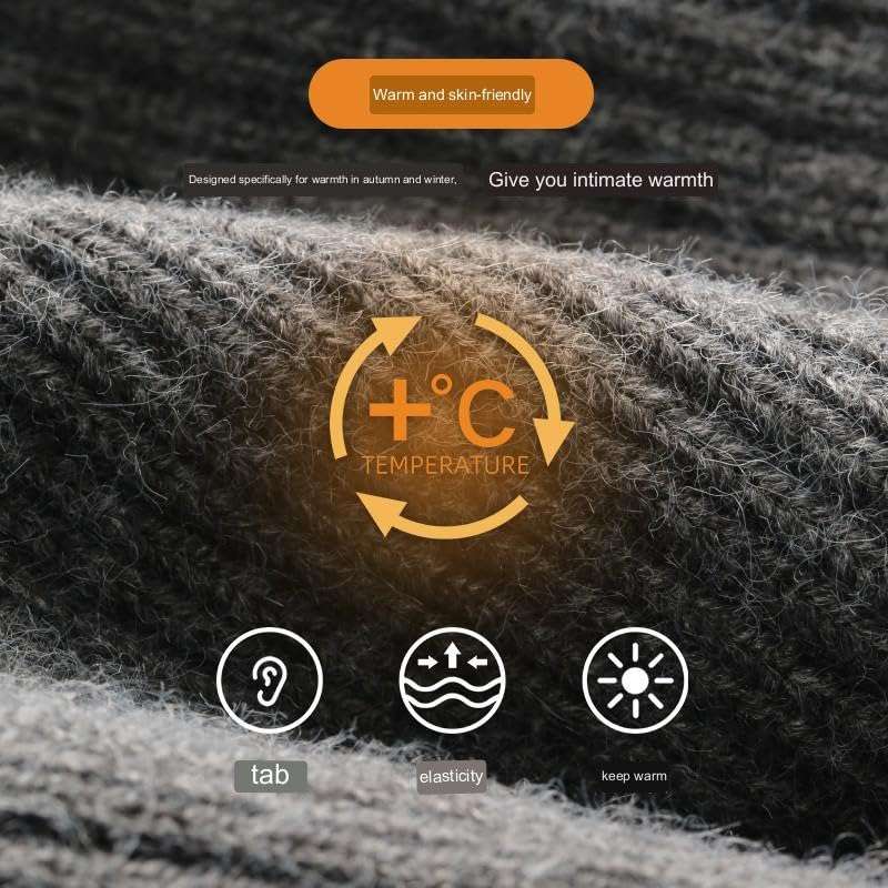 BaronHong Mens Winter Hat Knit Earflap Hat Stocking Caps with Ears Beanie Hat(LightGray-Beanie,M) 5