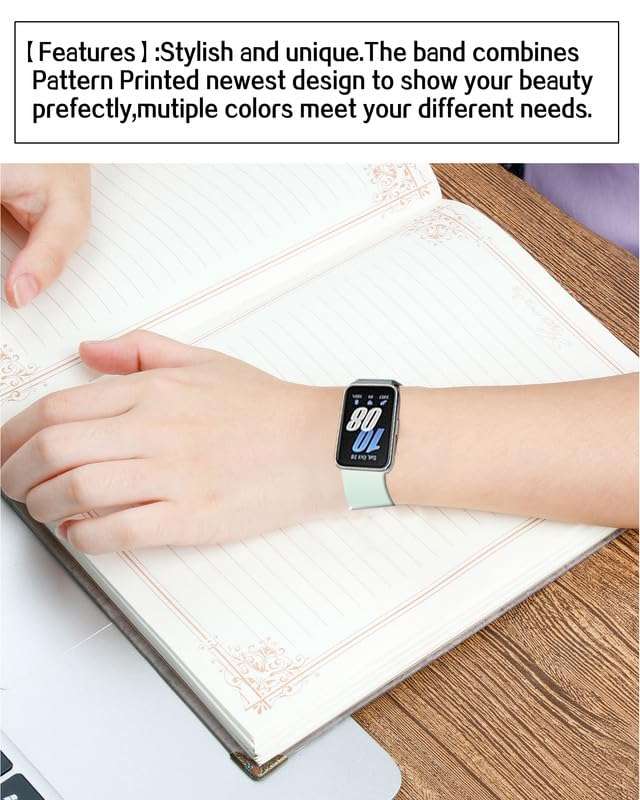 LIKLNAPQ Compatible with Galaxy Fit3 Band for Women&Men, Soft Silicone Replacement Straps Adjustable Sport Wristbands for Galaxy Fit 3 SM-R390 Smartwatch(Beautiful Green Mountain) 5