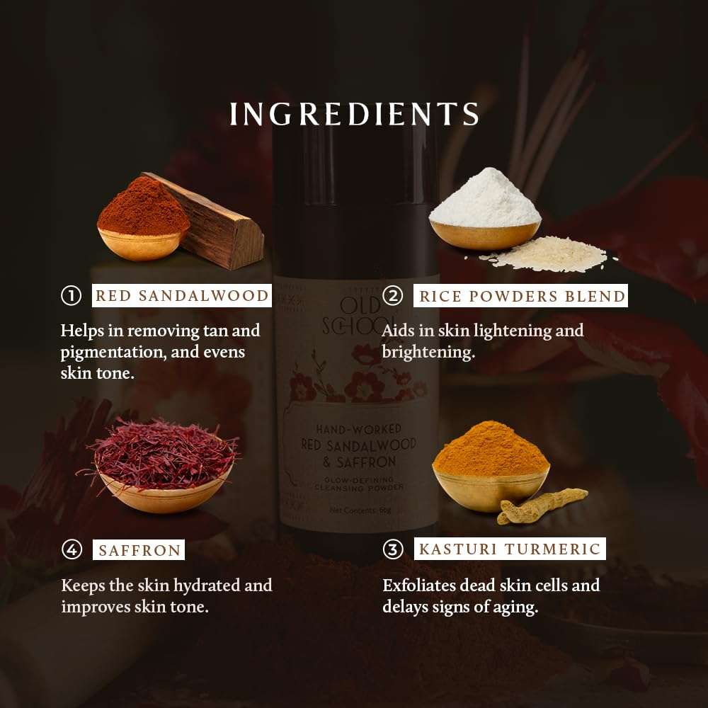 Old School Rituals Hand-Worked Red Sandalwood & Saffron Glow Defining Cleansing Powder (Face Wash Powder) | 60 Grams 6