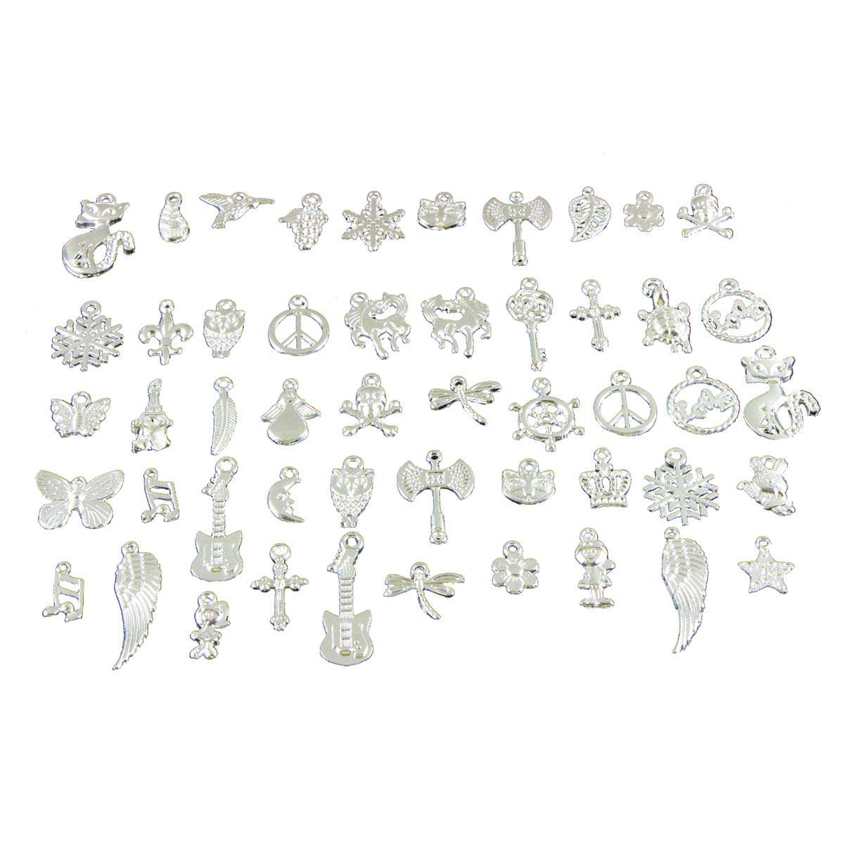 50pcs Charms for Jewelry Making,Dainty Tibetan Silver Charms Pendants Crafting Accessories for Necklace Bracelet Ankle Jewelry DIY Making 1
