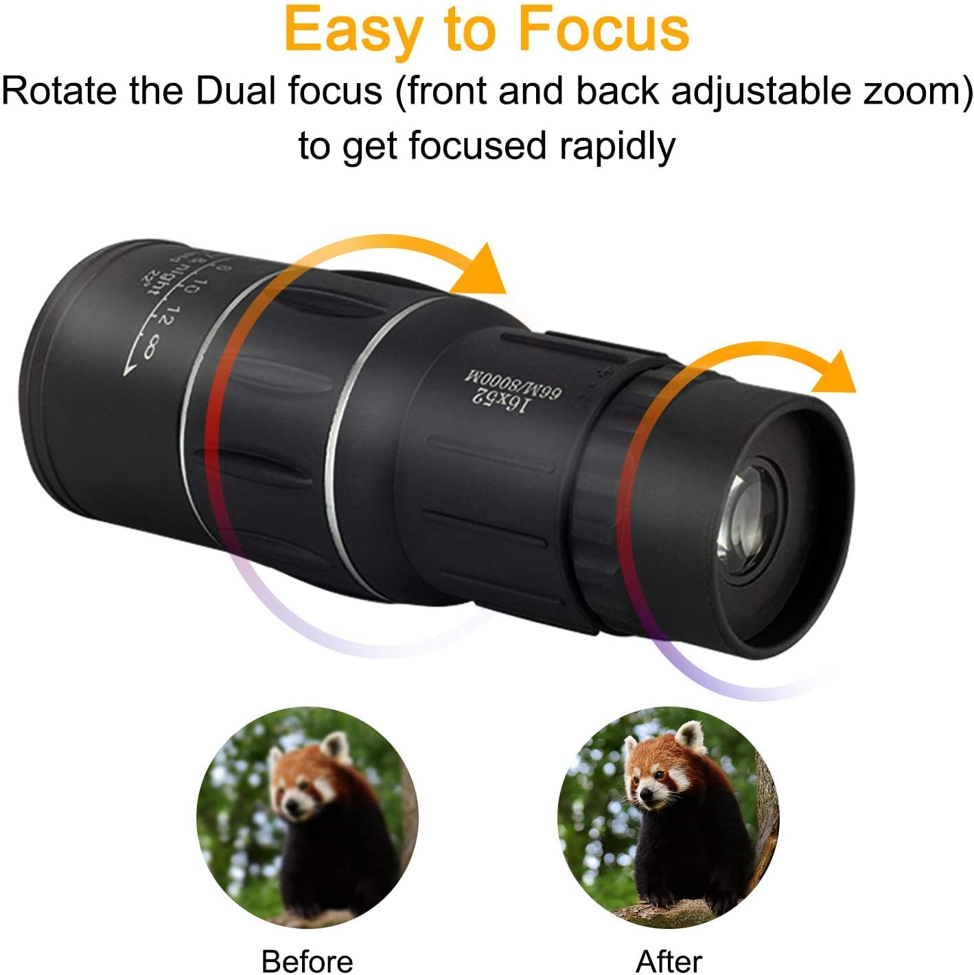 MIXEN 16X52 Magnification Zoom HD, Monocular Telescope for Adults and Children, High Power Telescope Gadget, Outdoor Telescope with Smartphone Holder & Tripod 6
