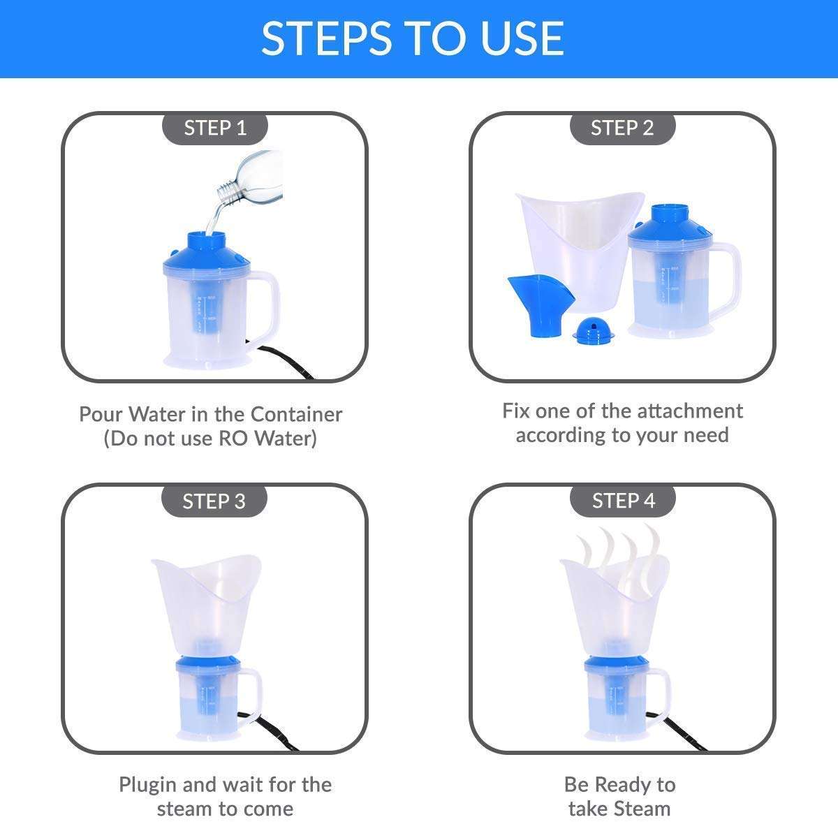 DEETTO 3 in 1 Steam Vaporizer for Cough and Cold Steamer Vaporiser and Steam Inhaler Vaporizer (Multi-colour) 5