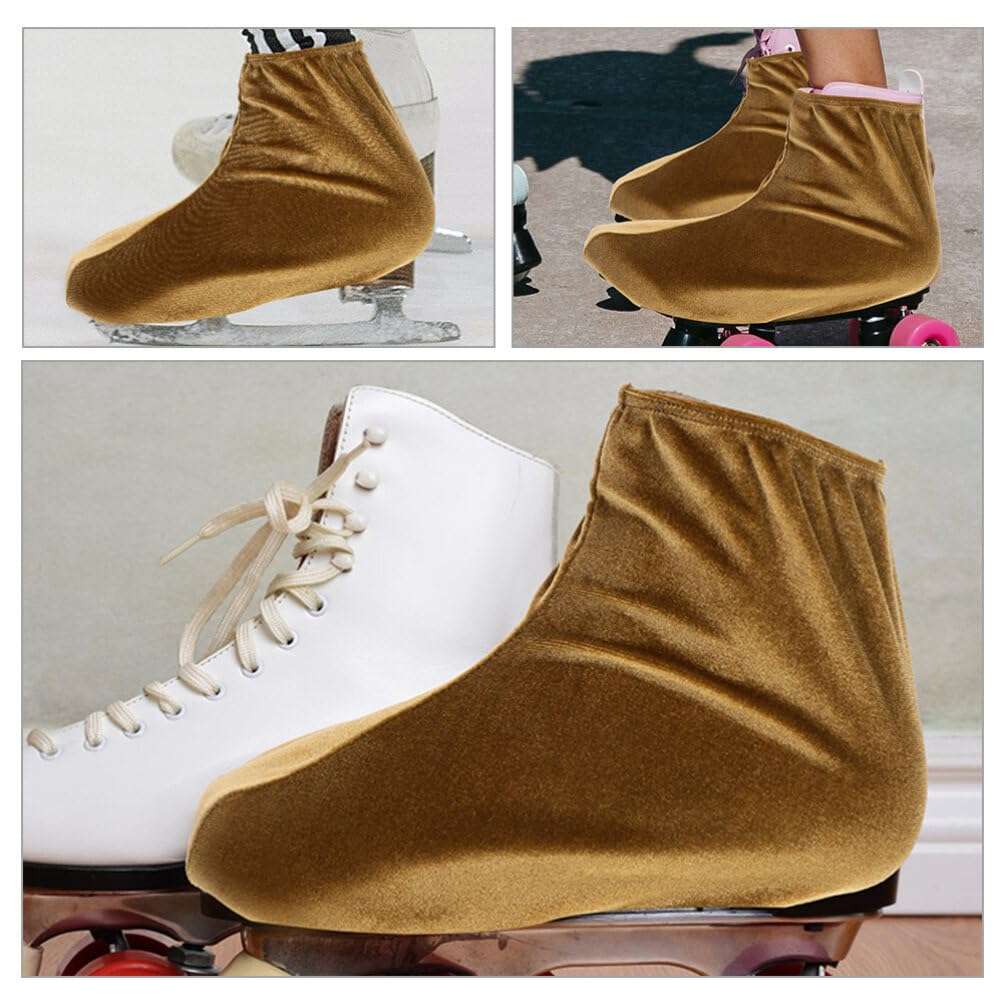 GANAZONO 1 Pair Skate Boot Covers Ice Skating Shoes Covers Sports Ice Skate Boot Covers Polyester Elastic Shoes Covers for Figure Skating Roller Skates Light Brown 5