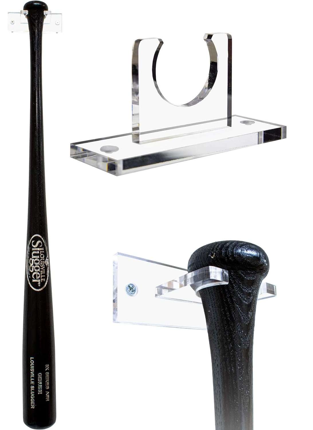 Better Display Cases Baseball Bat Display Vertical Wall Mount Clear Acrylic Standard Size Bracket (A052) 1