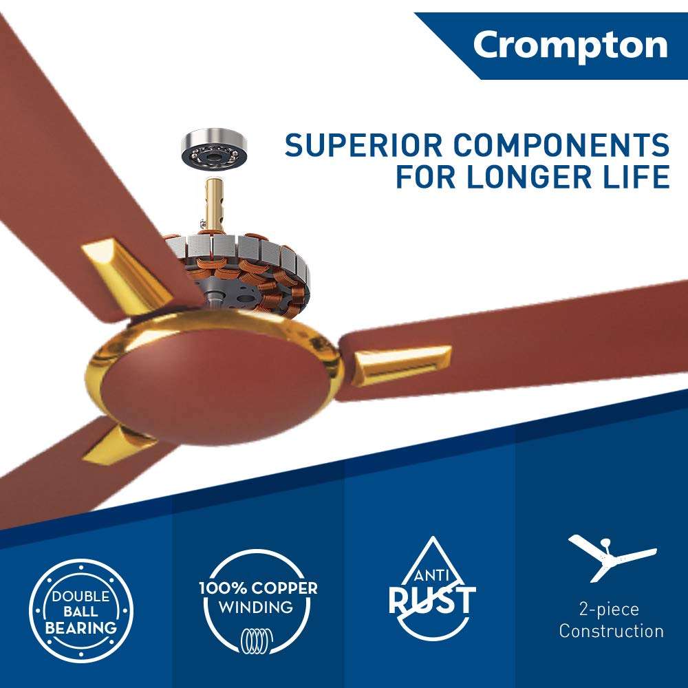 Crompton Aura 1200 mm (48 inch) High Speed Decorative Ceiling Fan (Brown) 3