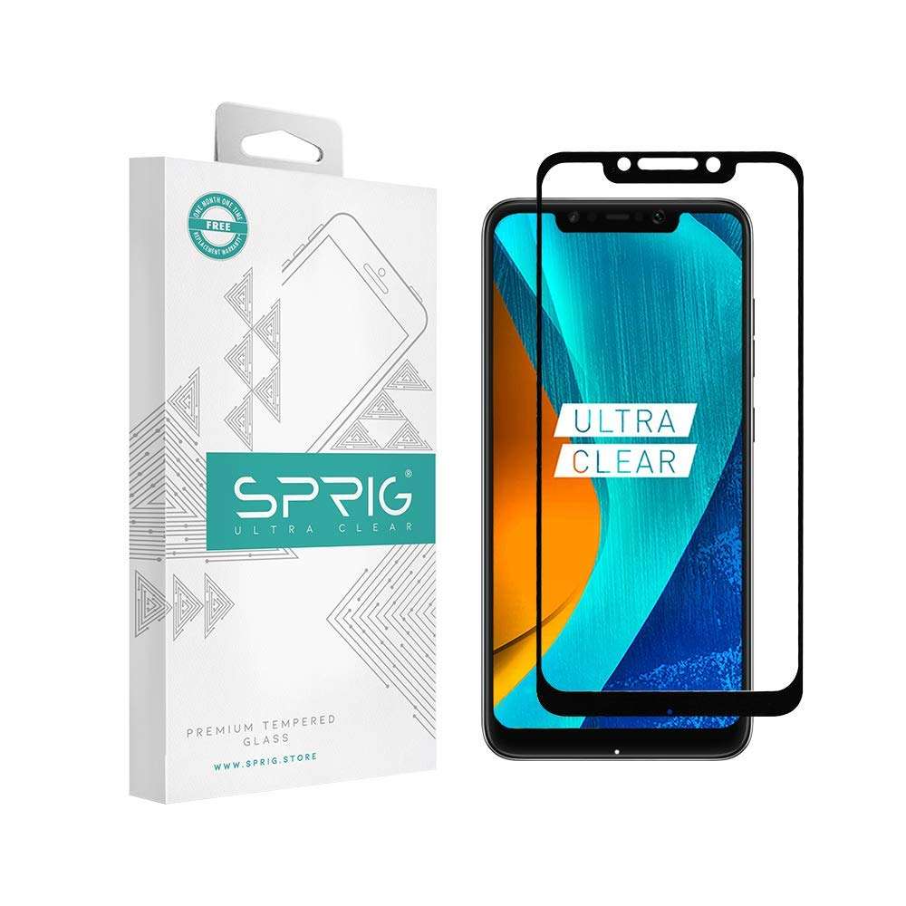 Sprig Full Cover Tempered Glass Screen Protector for Poco F1 (Black) 1