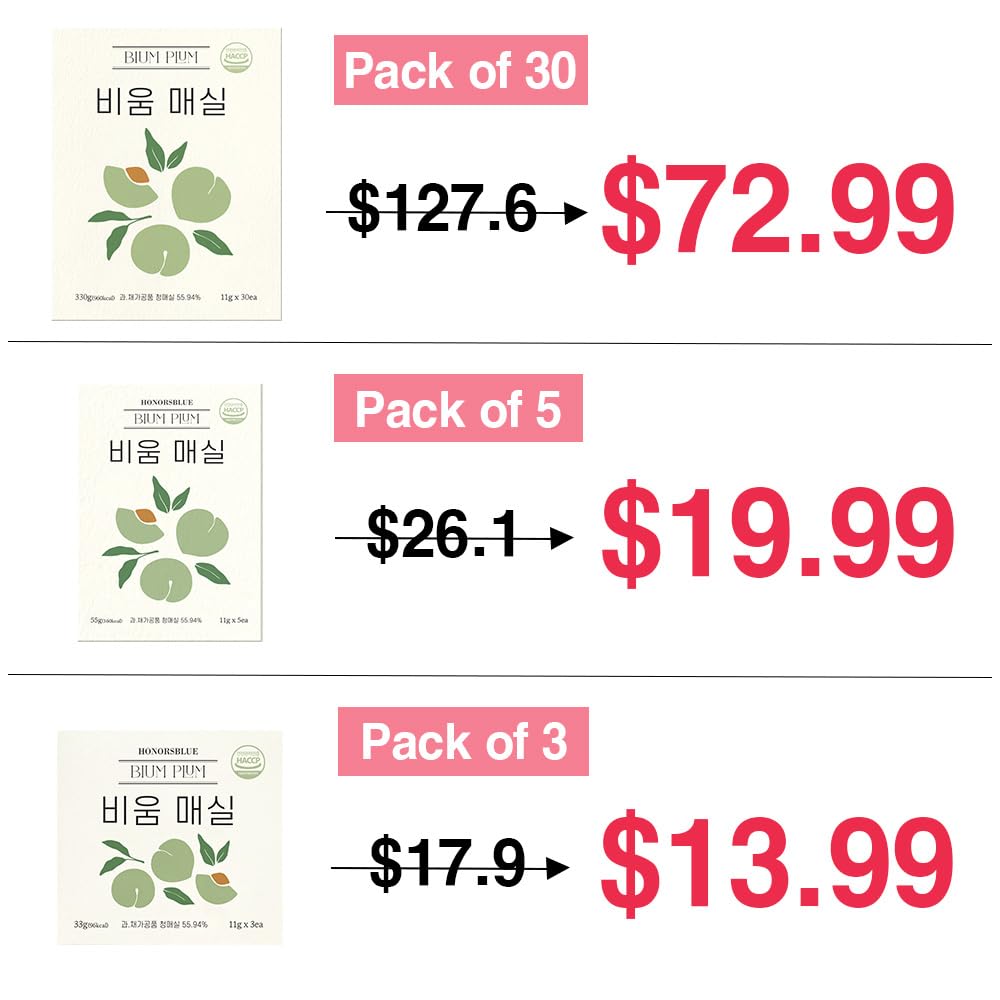 HONORSBLUE Bium Plum Herbal Supplement – Fermented Plum for Digestive Health, Vegan, Natural Ingredients, Supports Gut Health, 100% Natural, No Additives - 30 of Packs 3