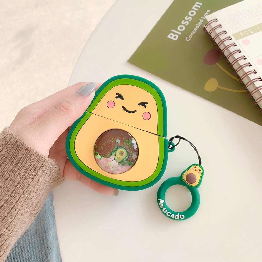 Cute Airpods Pro Case, Airpods Pro Case, Funny 3D Cartoon Fruit Avocado Case, Soft Silicone Full Protection Shockproof Charging Case Cover with Airpods Pro case for Kids Girls Lady Women (Avocado) 3