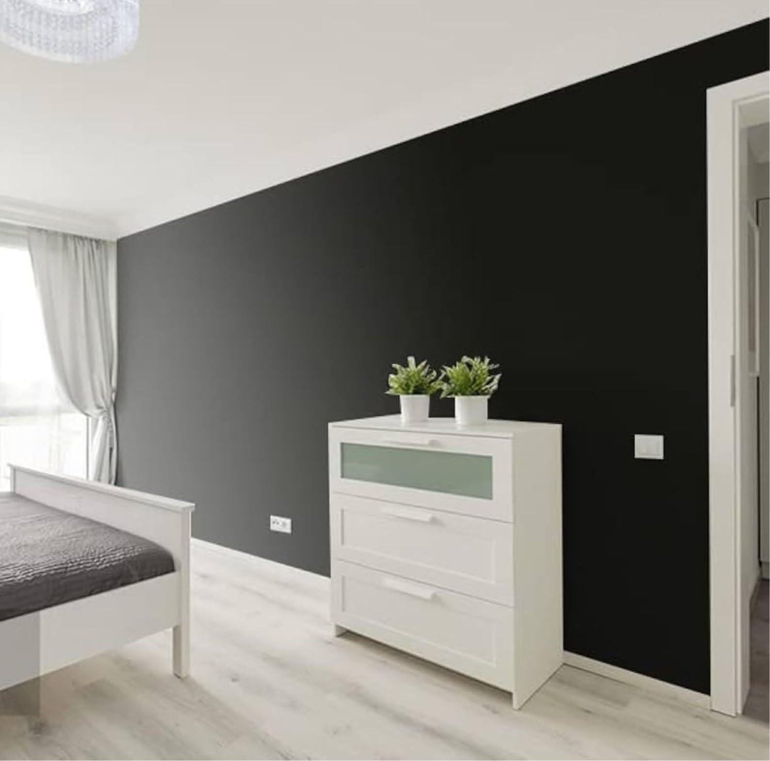 WALLMATE Matte Black Wallpapaer Peel & Stick Contact Paper Self Adheisve Vinyl Wallpaper (Black Mat, 30x152 CM) 3