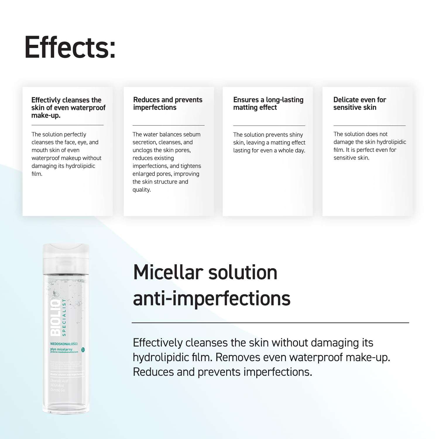 Bioliq Specialist Anti-Imperfections Micellar Solution - Cleanses Skin, Removes Makeup & Impurities, Oleanolic Acid & NDGA Formula for Clear, Mattified Skin - Ideal for Imperfection-Prone Skin - 200ml 5