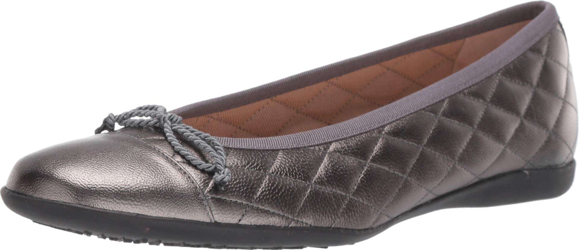 French Sole® PassportR Flat Sandals for Women – Leather Upper – Fabric Lining – Padded Insole Pewter Metallic 11 M 1