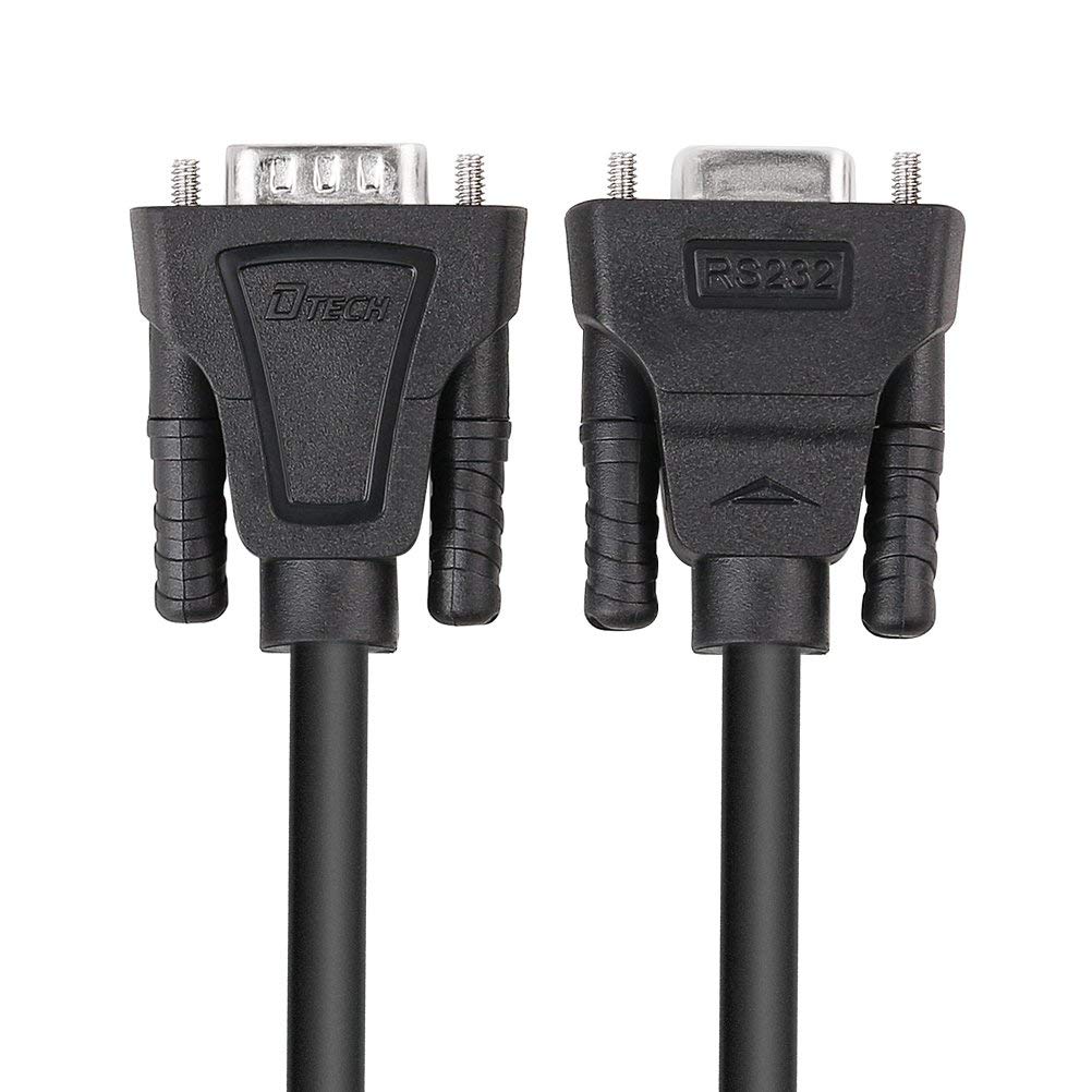 DTech DB9 RS232 9 Pin Serial Cable Male to Female Port Extension Null Modem Cord Cross TX/RX Line for Data Communication (15ft, Black, 5M) 6