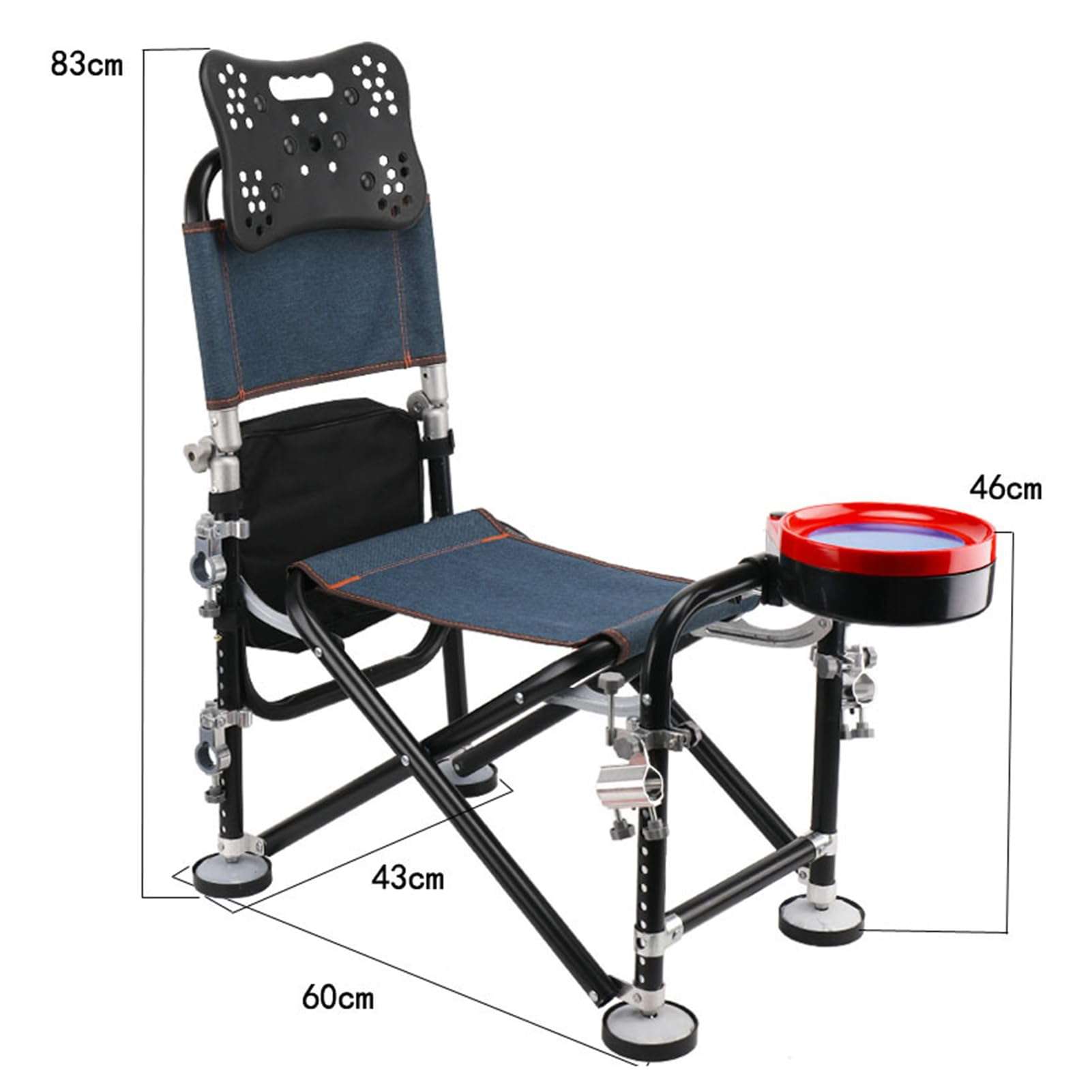 Fishing Chair, Portable Chair, Camping Chairs, 13 Gear Rise Fall 21cm Adjustment Fishing Chair with Backrest Rod Holder Folding Fishing Deck Chair Fisherman Gift (Black) 6