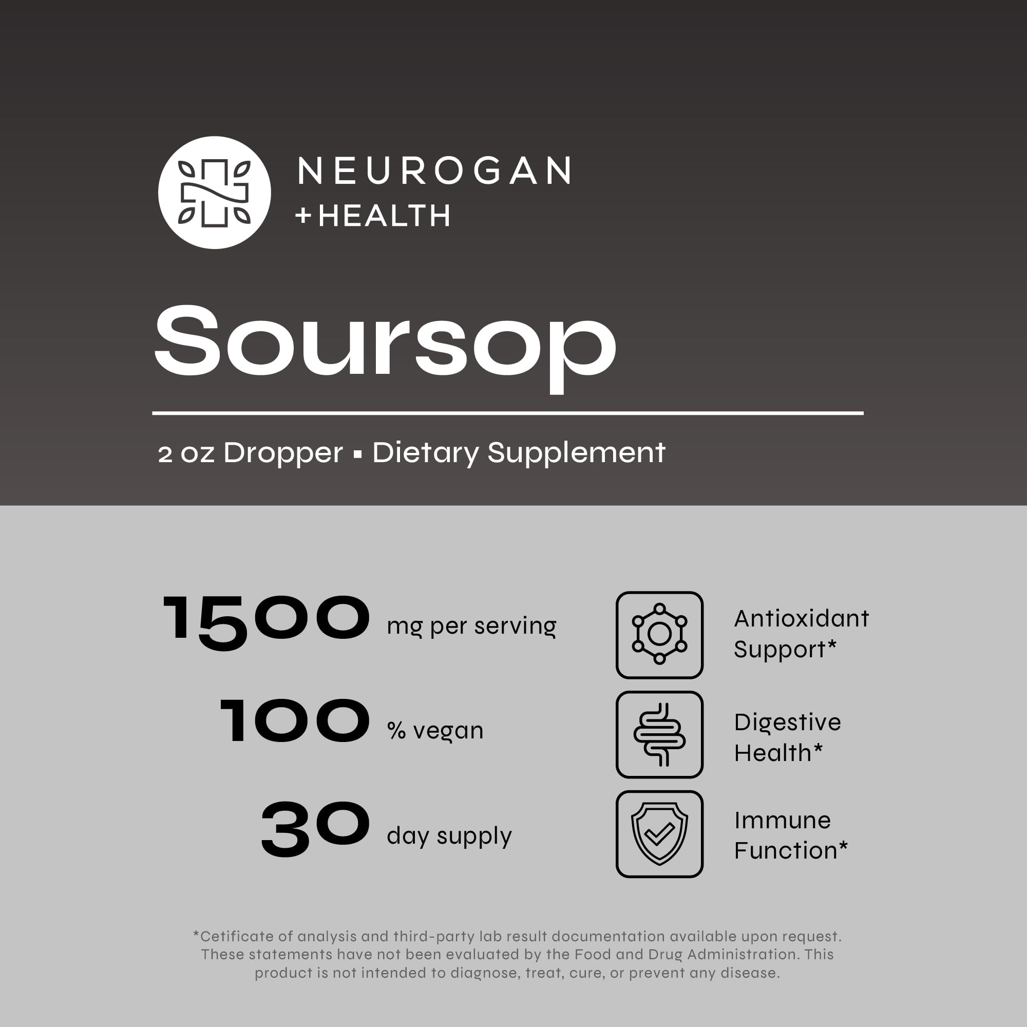 Neurogan Soursop Liquid Drops | Immune & Antioxidant Support Supplement | Wellness Support with Enhanced Absorption | 20:1 Soursop Extract | 1500mg Per Serving, 60ml 4