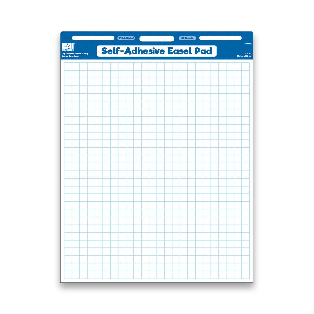EAI Education Self-Adhesive Easel Pad: 1" Grid - 2 Pack 1