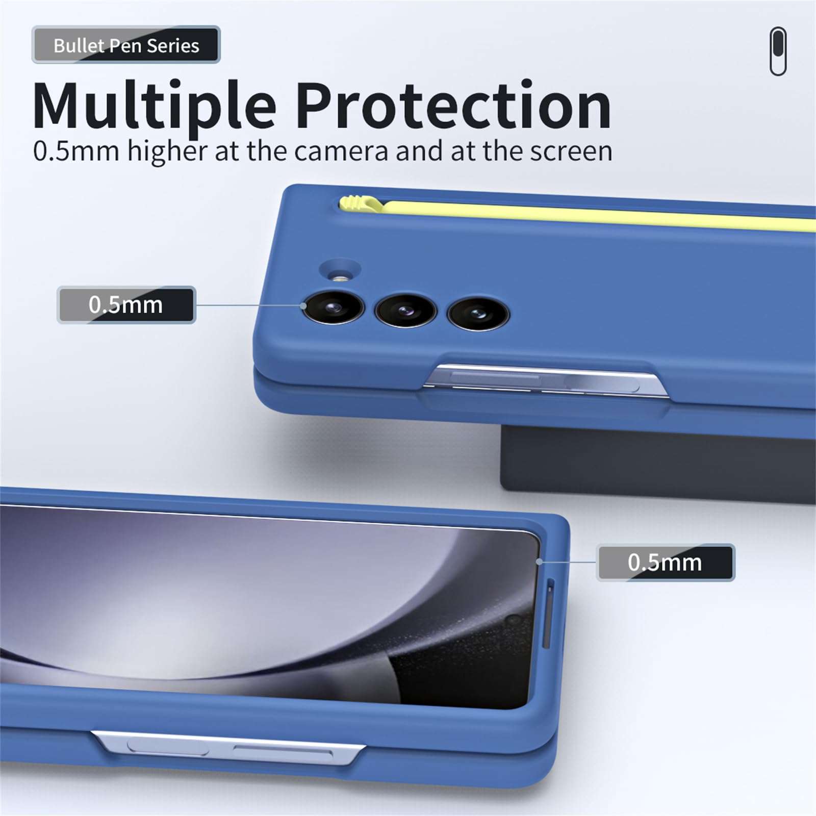 CCSamll for Samsung Galaxy Z Fold 6 Case with Screen Protector & S Pen Holder, Slim Full Body Shockproof Protective Phone Cover Case with Glass Film for Samsung Z Fold 6 FL Blue 4