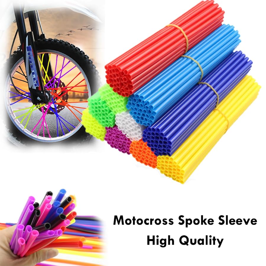 AKOAK 36 Pcs Motorcycle Wheel Spoke Protector Wraps Rim Skin Trim Covered Tube Sleeve Motocross Bike Trim Accessories (Rose red) 5