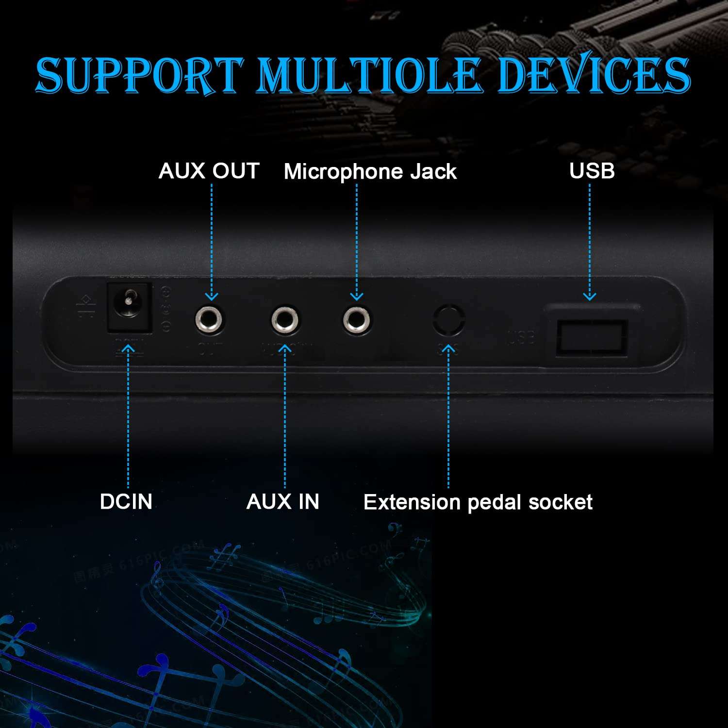 Keyboard Piano 61 Key Electric Keyboard Piano Full-Size Keys Digital Piano with Built-In Speakers Headphones Power Supply Portable Electronic Keyboard Gift Teaching for Piano Beginners 6